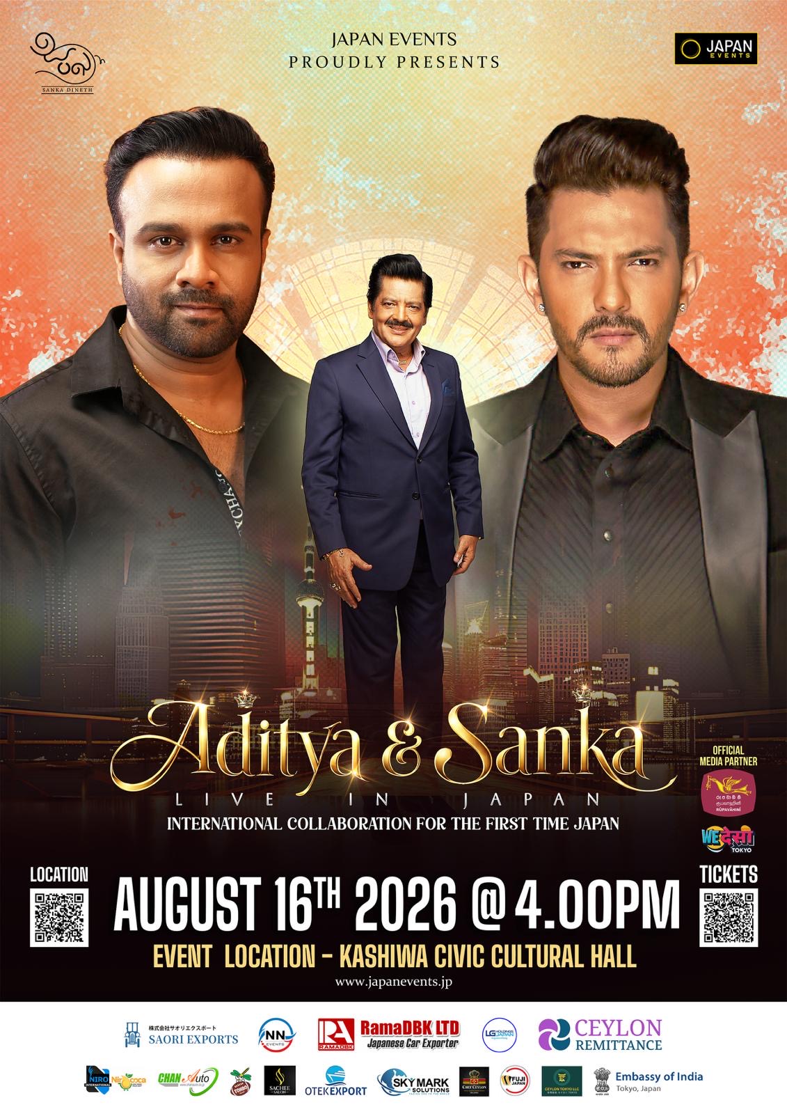 Aditya Narayanan & Sanka Live in Japan – Bollywood Concert Tokyo 2026